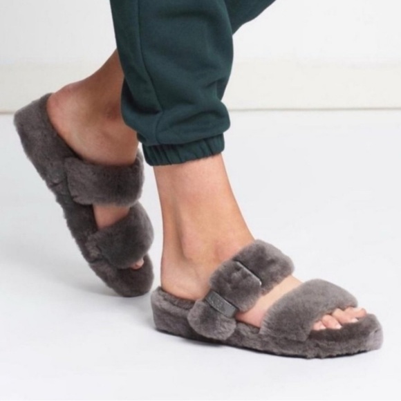 UGG Charcoal Plush Slippers - Picture 1 of 9